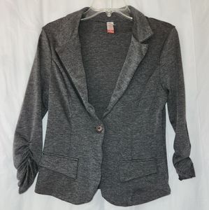 Charcoal Heather Ruched Sleeve Blazer